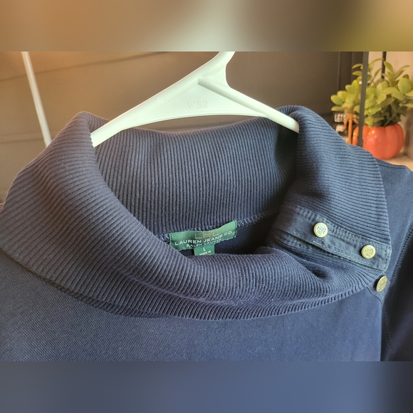 Ralph Lauren Turtleneck Sweater Dress Womens Large Navy Blue - Picture 4 of 8